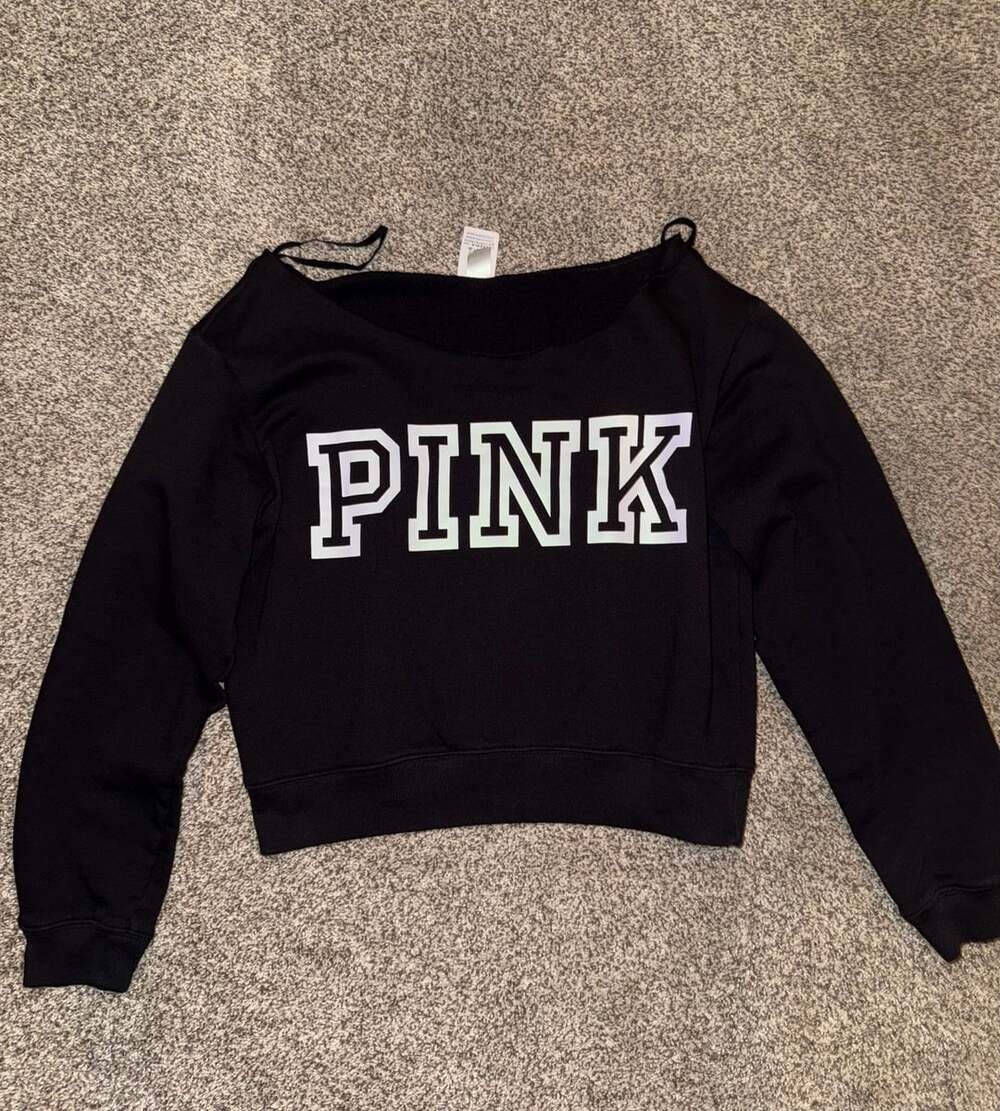 Victoria's Secret Pink Off The Shoulder Sweatshirt Black